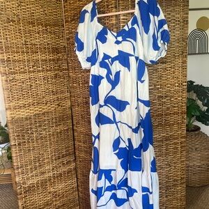 Blue and White Floral Maxi Dress Nine West